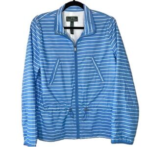 Ralph Lauren Active Sky Blue Striped Lightweight Windbreaker‎ Zip Front Jacket M